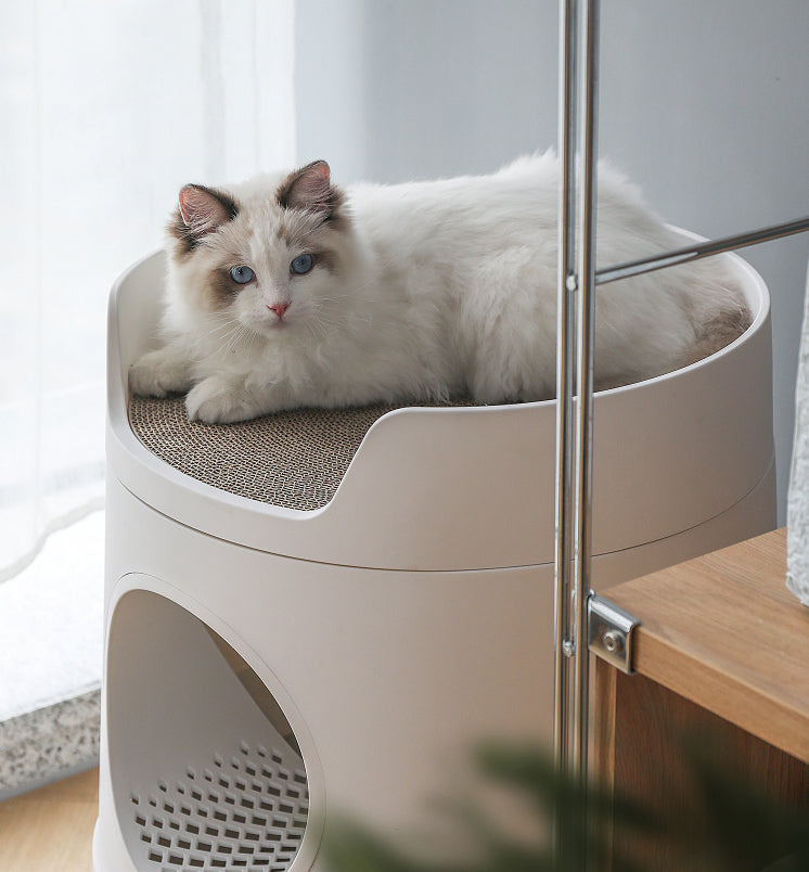 Bac à litière pour chat design Château 2 en 1